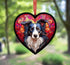 Border Collie Longhaired Stained Glass Effect Heart Suncatcher
